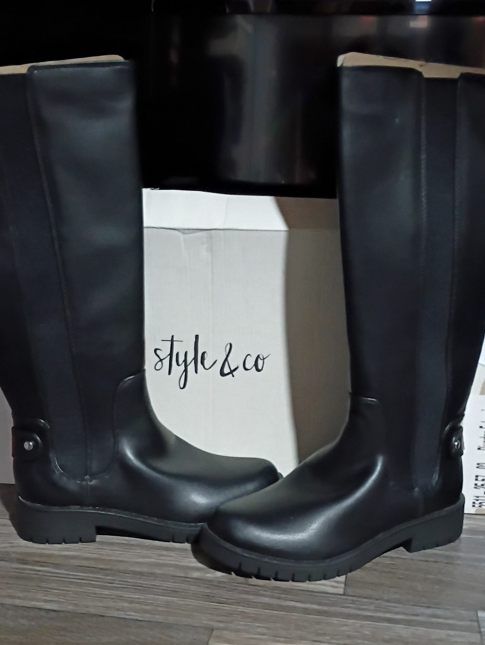 Style & Co Gwynnp Black Kneee High Boots
